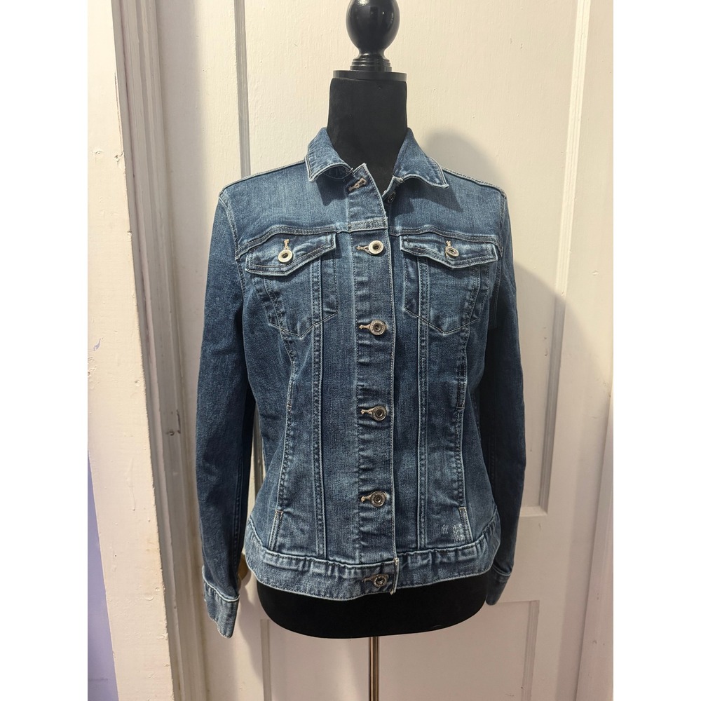 Liz Claiborne Simply Liz Denim Jacket Medium Blue Wash Stretch Trucker M